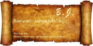 Barvan Jeremiás névjegykártya